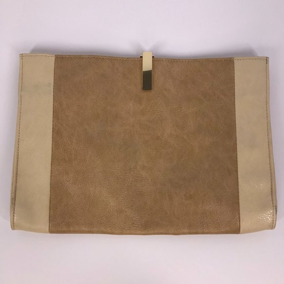Vintage The Limited Beige and Cream Monochrome Neutral Gold Hardware Clutch - Picture 1 of 11